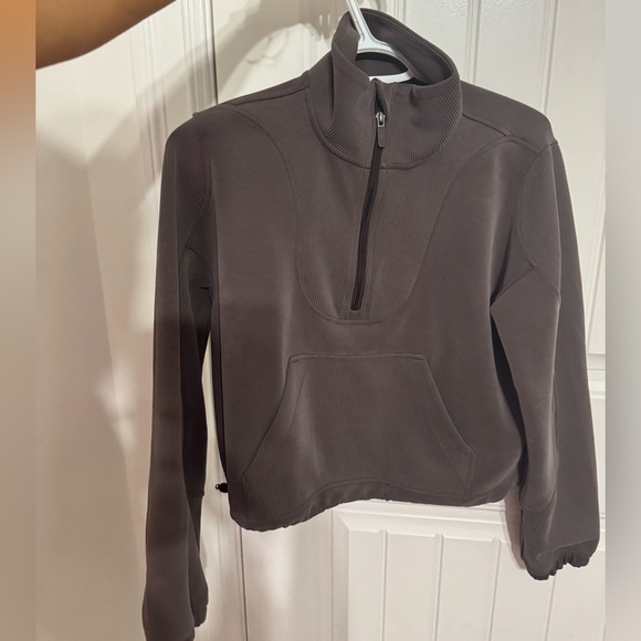Lululemon Espresso Brown Brushed Softstreme Ribbed Half Zip - Picture 4 of 7